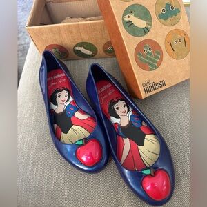 Mini Melissa Navy Jelly Flats with Red Apple Accent